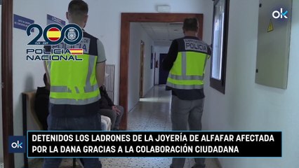 Detenidos los ladrones de la joyería de Alfafar afectada por la DANA gracias a la colaboración ciudadana