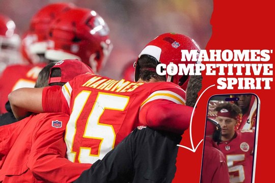 Patrick Mahomes reacts unwilling to leave the field after heavy blow with apparent injury