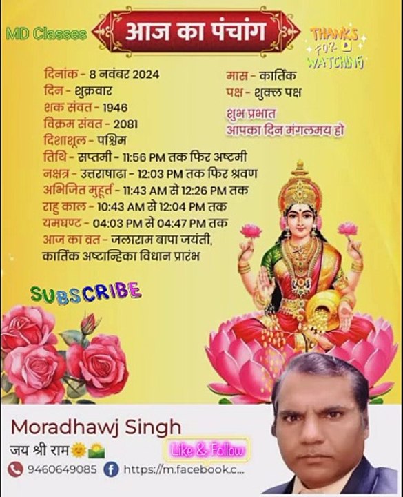 08/11/2024 का पंचांग
