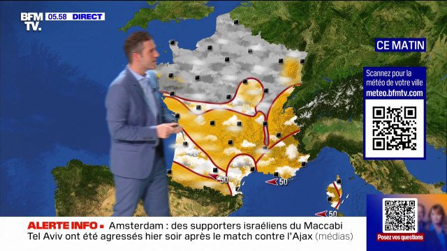 La présence de brouillard et de nuages bas persiste avec quelques instabilités sur la Méditerranée