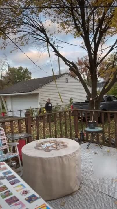 Truck Breaks Pole While Pulling Tree Branch