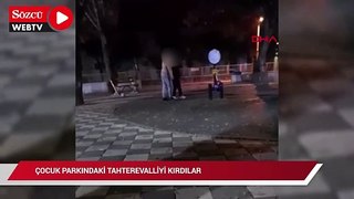 Çocuk parkındaki tahterevalliyi kırdılar; o anlar kamerada