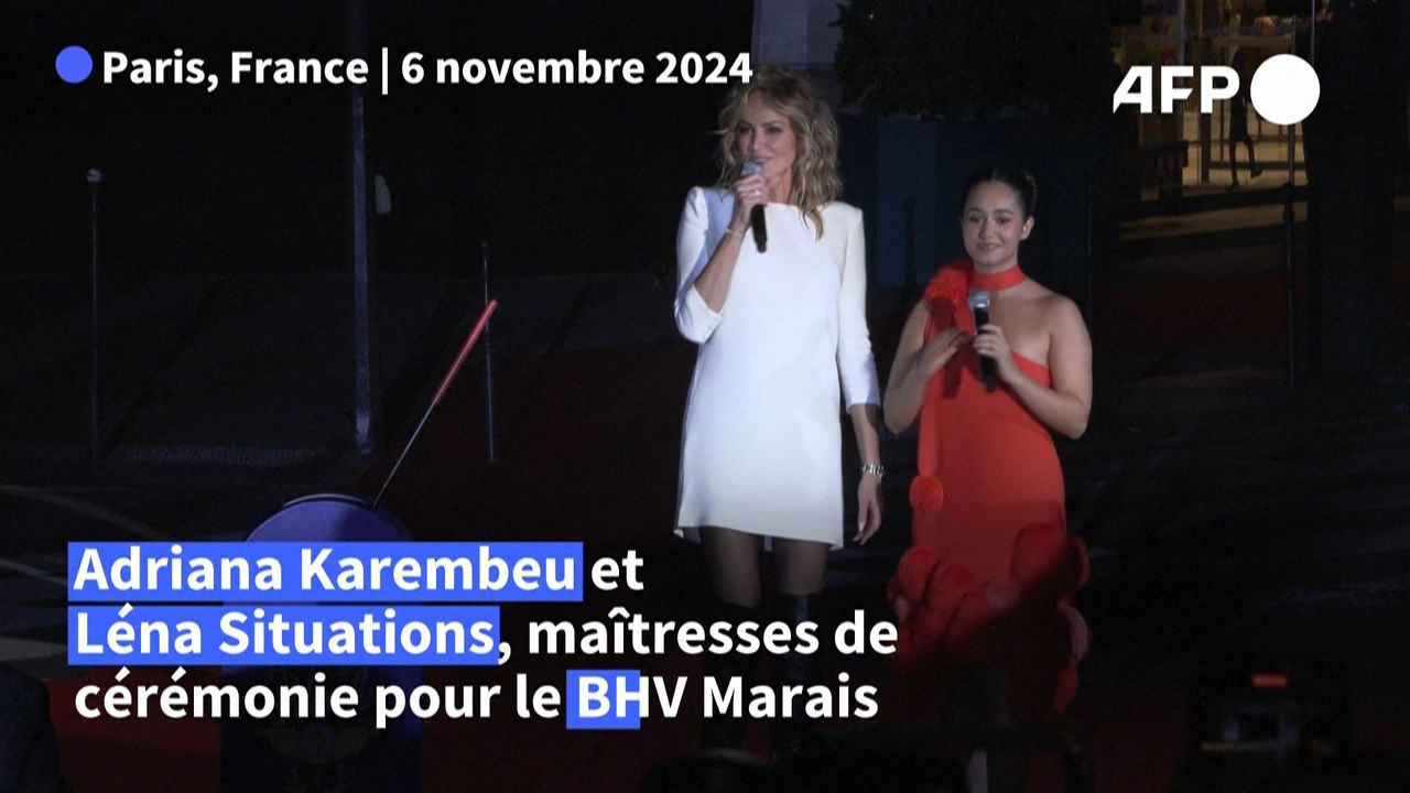Léna Situations (Léna Mahfouf) et Adriana Karembeu dévoilent les vitrines de Noël du BHV