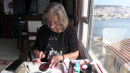 90 yaşındaki Firdes teyze taş boyama sanatıyla yaşam enerjisini güçlü tutuyor