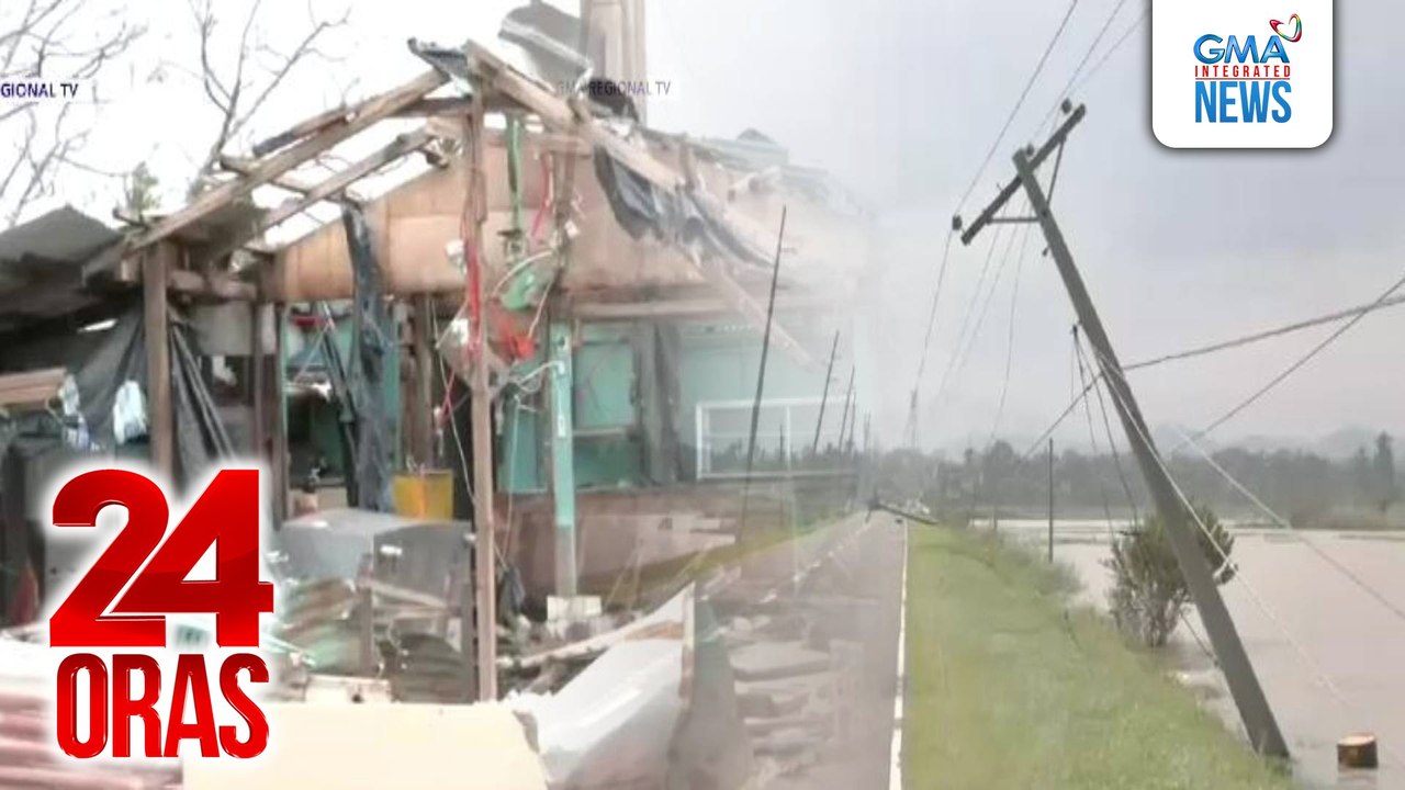 Ilang puno, nagbagsakan dahil sa malakas na hangin; nakalaylay na kawad ng kuryente, pahirap sa pagdaan ng motorista | 24 Oras