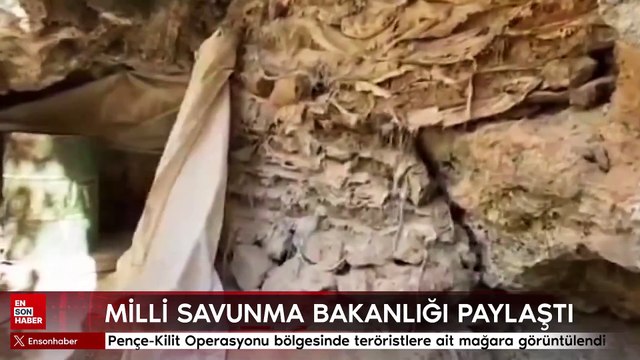 Pençe-Kilit Operasyonu bölgesinde teröristlere ait mağara görüntülendi