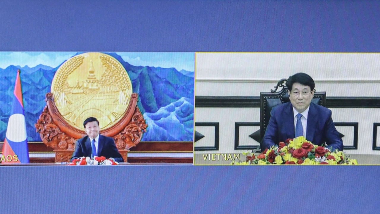 Chủ tịch nước Lương Cường hội đàm trực tuyến với Tổng Bí thư, Chủ tịch nước Lào