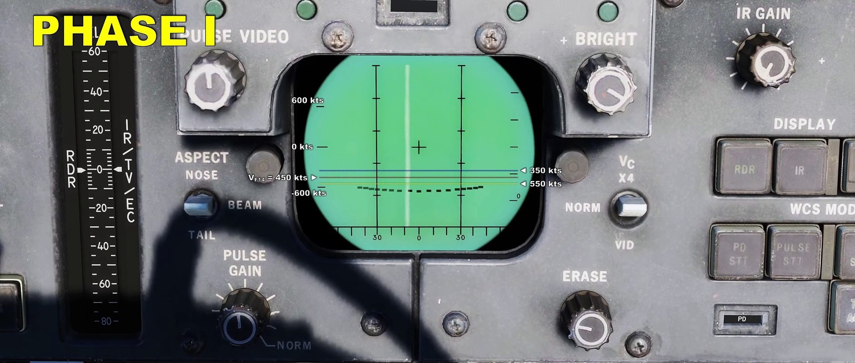 DCS F-14 RIO Detail Data Display (DDD) and Zero Doppler Filter