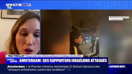 Agressions de supporters israéliens à Amsterdam: "Ça doit nous interroger sur la question de la banalisation de la haine des juifs", réagit Tina Théallet (Licra)