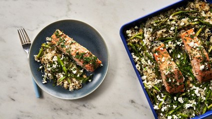 Super Fast Sheet Pan Salmon And Crispy Rice