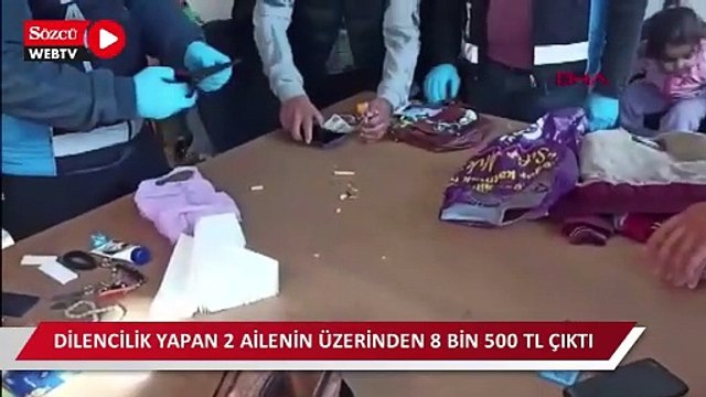 Manisa'dan gelip, Bursa'da dilencilik yapan 2 ailenin üzerinden 8 bin 500 TL çıktı