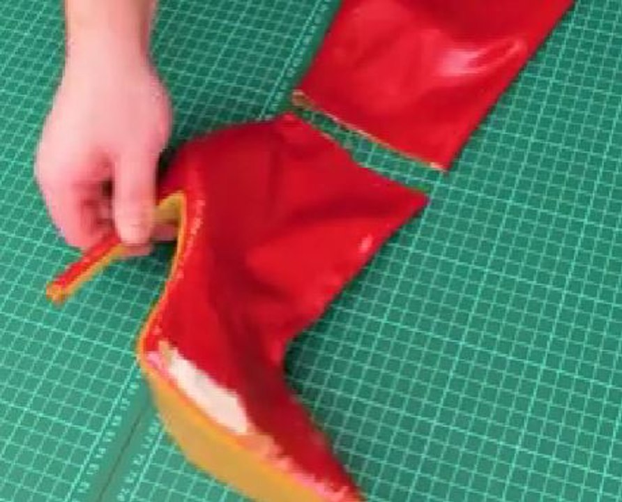 Shoe makover! Turning high heel shoes into fancy moccasins!