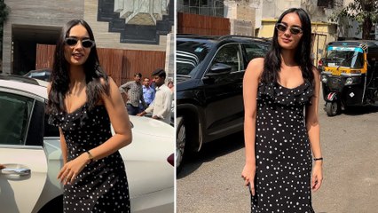 Operation Valentine Girl Manushi Chhillar's Pretty POLKA-DOT Black Blissful Avatar For Her Bandra Brunch Day!