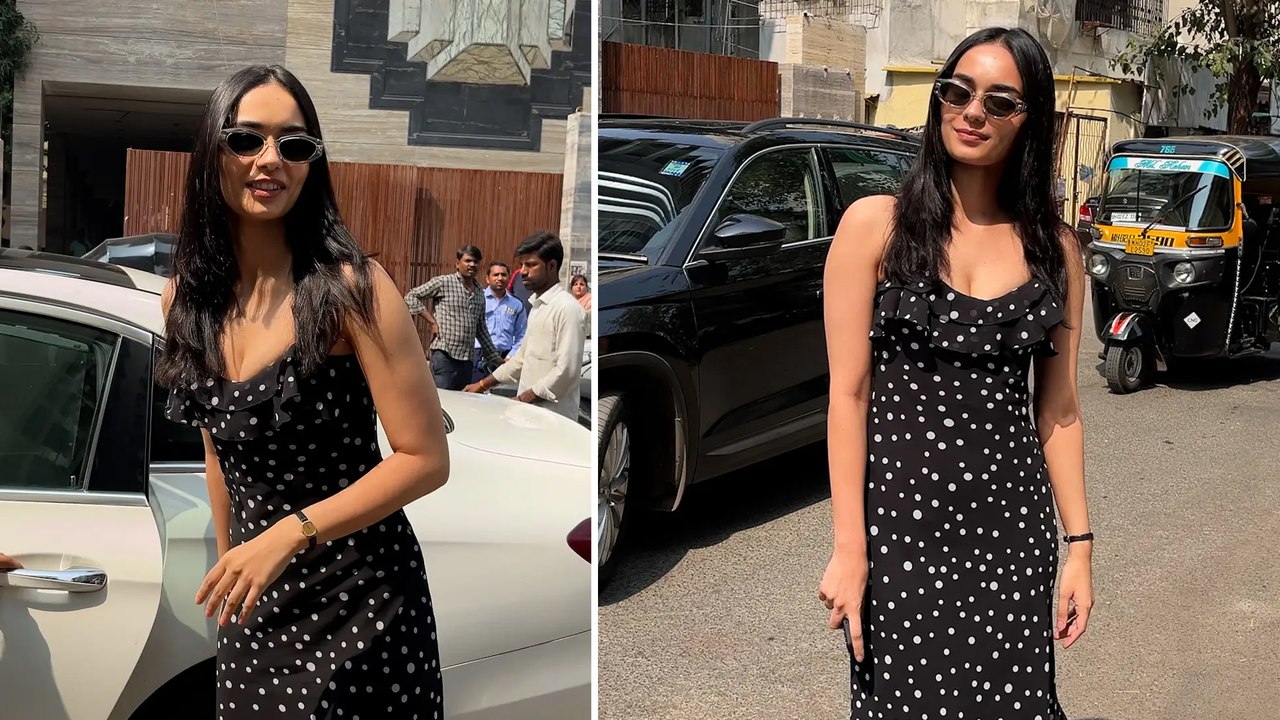 Operation Valentine Girl Manushi Chhillar's Pretty POLKA-DOT Black Blissful Avatar For Her Bandra Brunch Day!