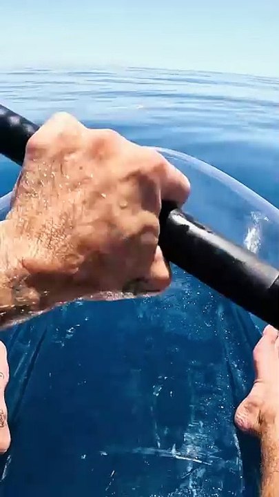 transparent kayak hits different in deep water.._