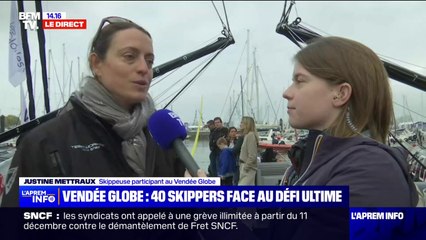 "La pression commence à monter", indique Justine Mettraux, skippeuse participant au Vendée Globe