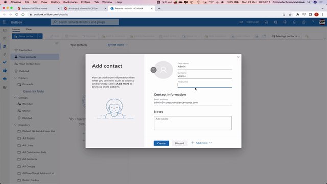 How to USE Microsoft People for Office 365 On a Mac - Tutorial 2 - Create a Contact - Basic | New