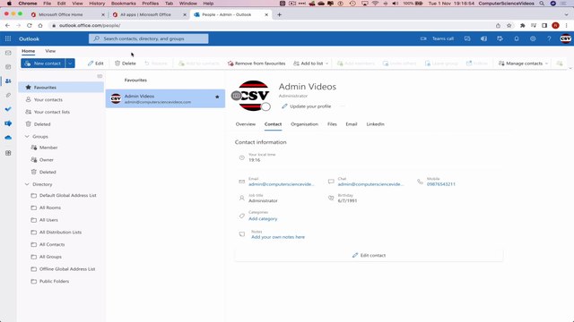 How to USE Microsoft People for Office 365 On a Mac - Tutorial 6 - Add Contact to Favourites - Basic