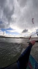 POV of kitesurfer while flying through the air!