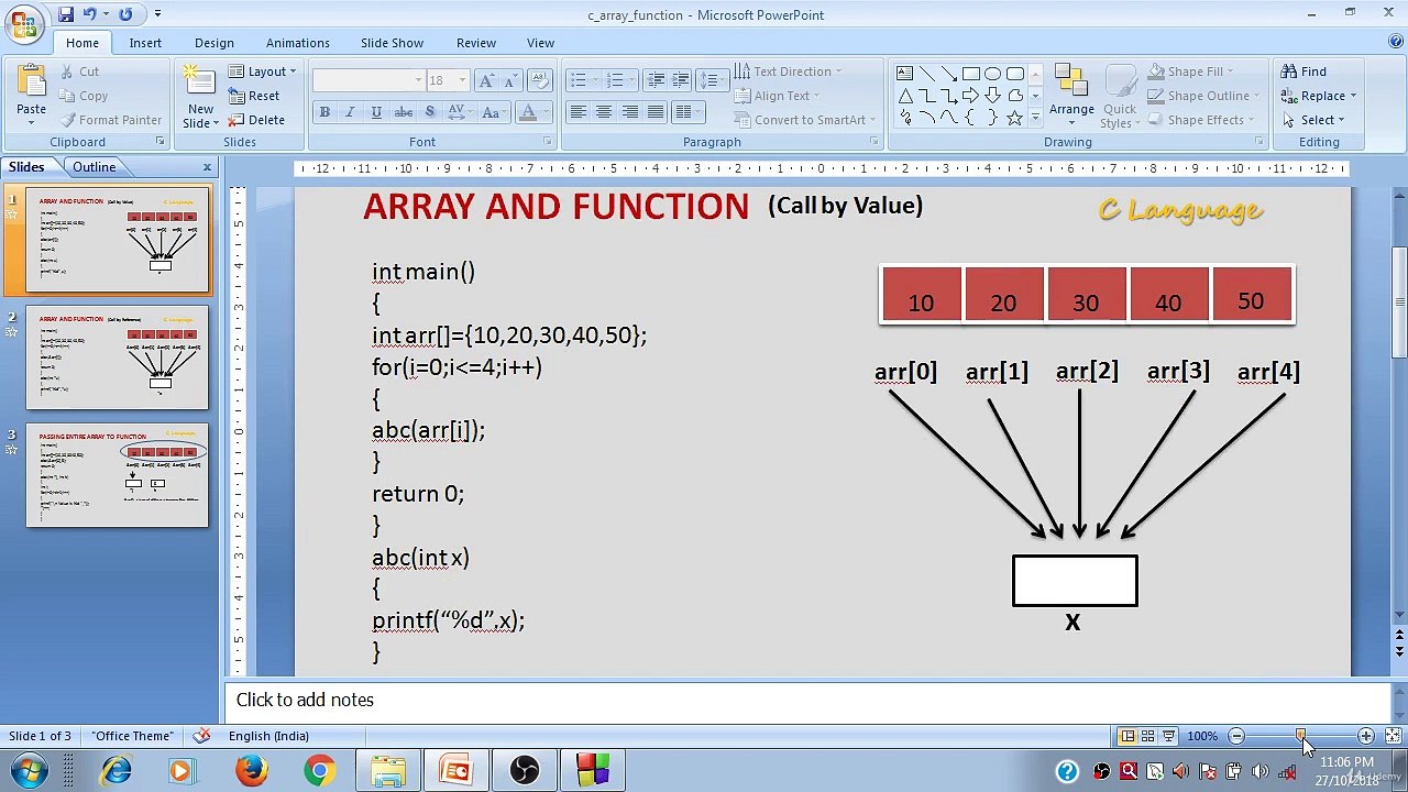 Learn Programming Technique C to Master Skills - First Program (Array with Function , Call by Value)