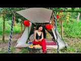 SOLO CAMPING GIRL WITH NATURE - Camping Cooking- ASMR Sound natural - Girl 97 Solo Camp