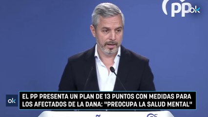 El PP presenta un plan de 13 puntos con medidas para los afectados de la DANA: "Preocupa la salud mental"