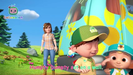 JJ's Humpty Dumpty Outdoor Chase Song! Catch the Toy Egg! 🥚 _ CoComelon Nursery Rhymes _ Kids Songs