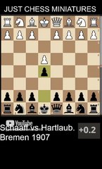Carl Hartlaub defeats Georg Schaaff with a smothered checkmate