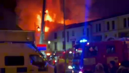 Abergavenny town centre on fire