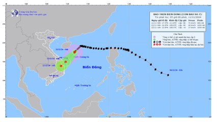 Bão số 7 giật cấp 10, di chuyển theo hướng Tây Nam, tốc độ khoảng 15km/h