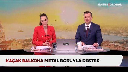 54 yıllık binaya şaşırtan destek önlemi: Kaçak balkona metal boru