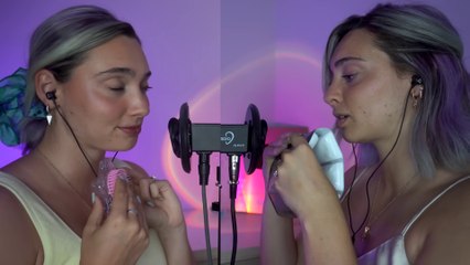 ❤️LOVELY TWINS ASMR MOUTH SOUNDS❤️ Kisses & Whispers & Hand Movements