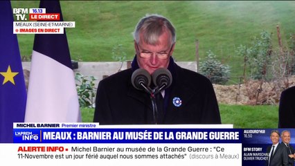 11-Novembre: Michel Barnier appelle "à un sursaut collectif" face au réchauffement climatique, au racisme et à l'antisémitisme