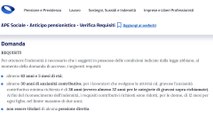 INPS APE SOCIALE scadenza della domanda di VERIFICA dei REQUISITI