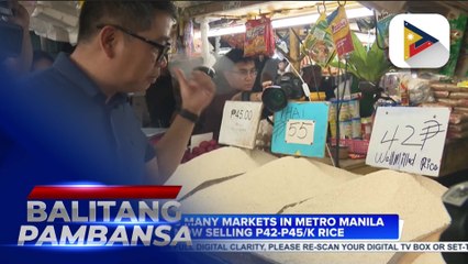 D.A. reports many markets in Metro Manila are now selling P42-P45/k rice