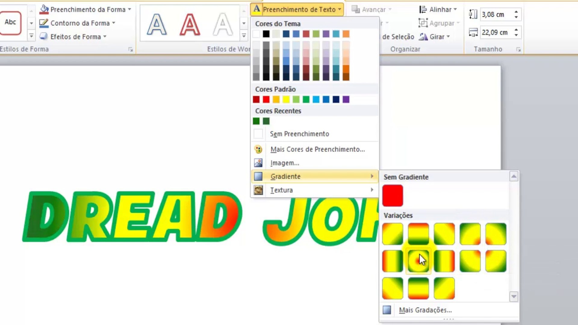 ⁣Palavra  ,Frase ou Logo. Em Degradê Nas Cores do Reggae. Com O Office PowerPoint