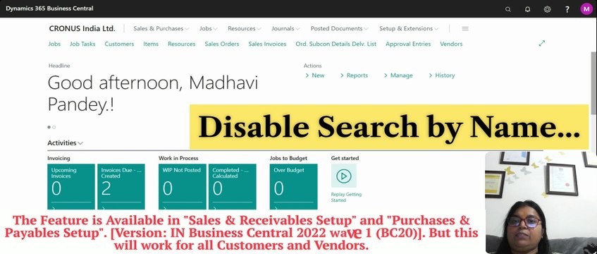Disable Search by Name of any Customer and Vendor in Business Central #customer #vendor #name #sales #purchases #documents #d365bc