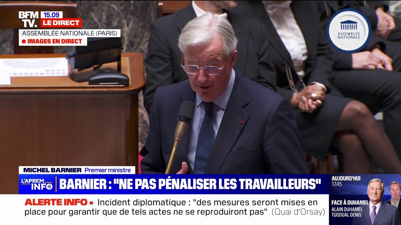 Michel Barnier devant l'Assemblée nationale: "Ce budget est élaboré pour ne pas pénaliser les Français qui travaillent"