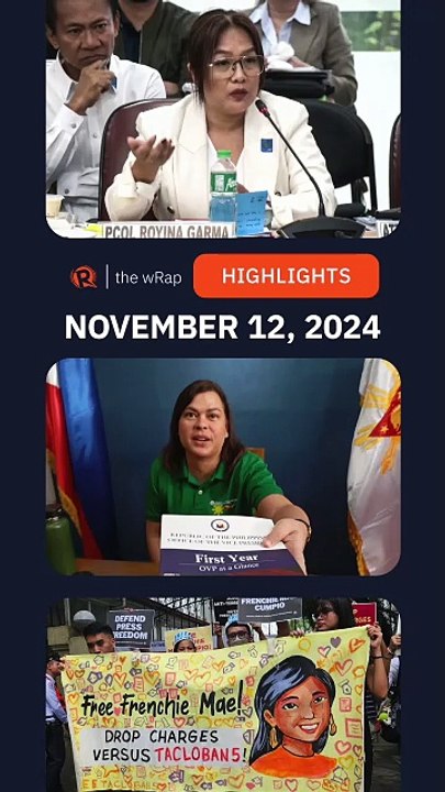 Today's headlines: Royina Garma, Sara Duterte & Imee Marcos, Frenchie Mae Cumpio | The wRap | November 12, 2024