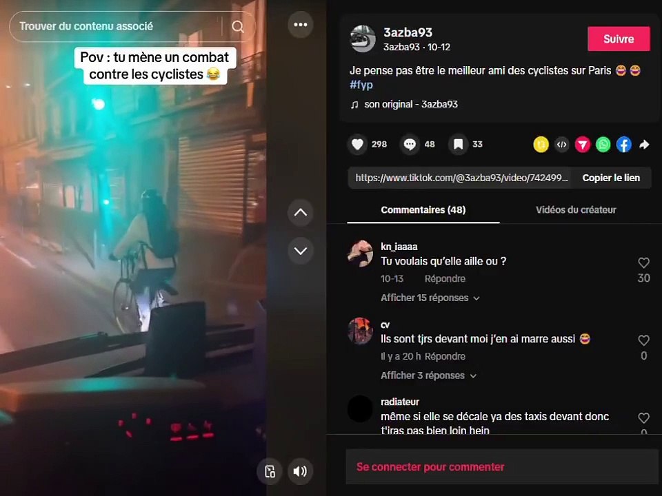 Un chauffeur de bus parisien mis à pied par la RATP pour avoir intimidé un cycliste et s'en être vanté dans une vidéo postée sur les réseaux sociaux