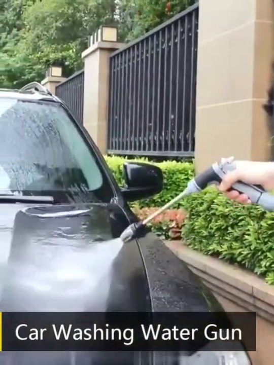 1PC High Pressure Car Wash Water Gun, Multi-Function Garden Hose Nozzle, Adjustable Thickened Rod Sprayer with Plated Copper Tip, Universal 3/4" and 1/2" Quick Connect Adapter for Cleaning Tools