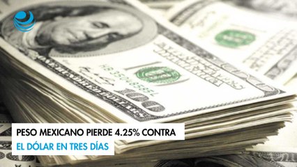 Peso mexicano pierde 4.25% contra el dólar en tres días