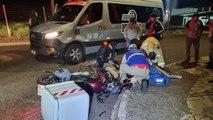 Motociclista fratura perna em acidente no Bairro Santa Cruz em Cascavel