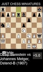 Ossip Bernstein defeats Johannes Metger with a smothered checkmate