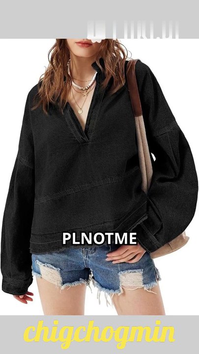 بلوزة جينز نسائية من PLNOTME، عصرية وغير رسمية