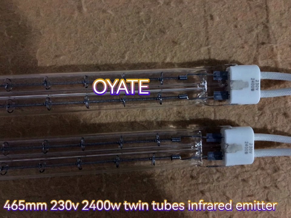 465mm 230v 2400w transparent twin tubes infrared halogen heat lamps IR emitters