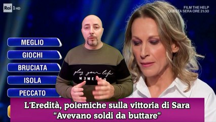 L'Eredità, polemiche sulla vittoria di Sara Avevano soldi da buttare