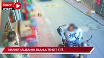 Beyoğlu'nda market çalışanını silahla tehdit edilmesi kameralara yansıdı