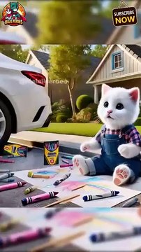 Cute CAT Was Just Drawing Outside_ but Dog..😱😂 _ _ai _cat _cute _funnyvideo _aicat _story(360P)