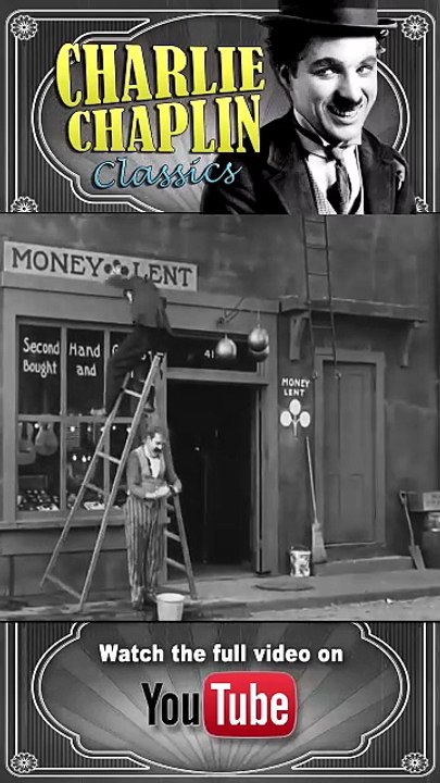 Charlie Chaplin with a Ladder